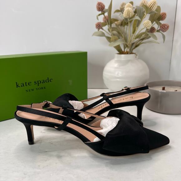 Kate Spade NY Marseille Slingback Pumps Pointed Toe Black Women 7B Tried On - Picture 7 of 11